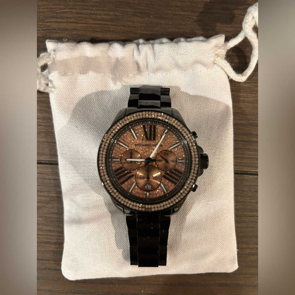 Michael Kors stainless faux studded watch.